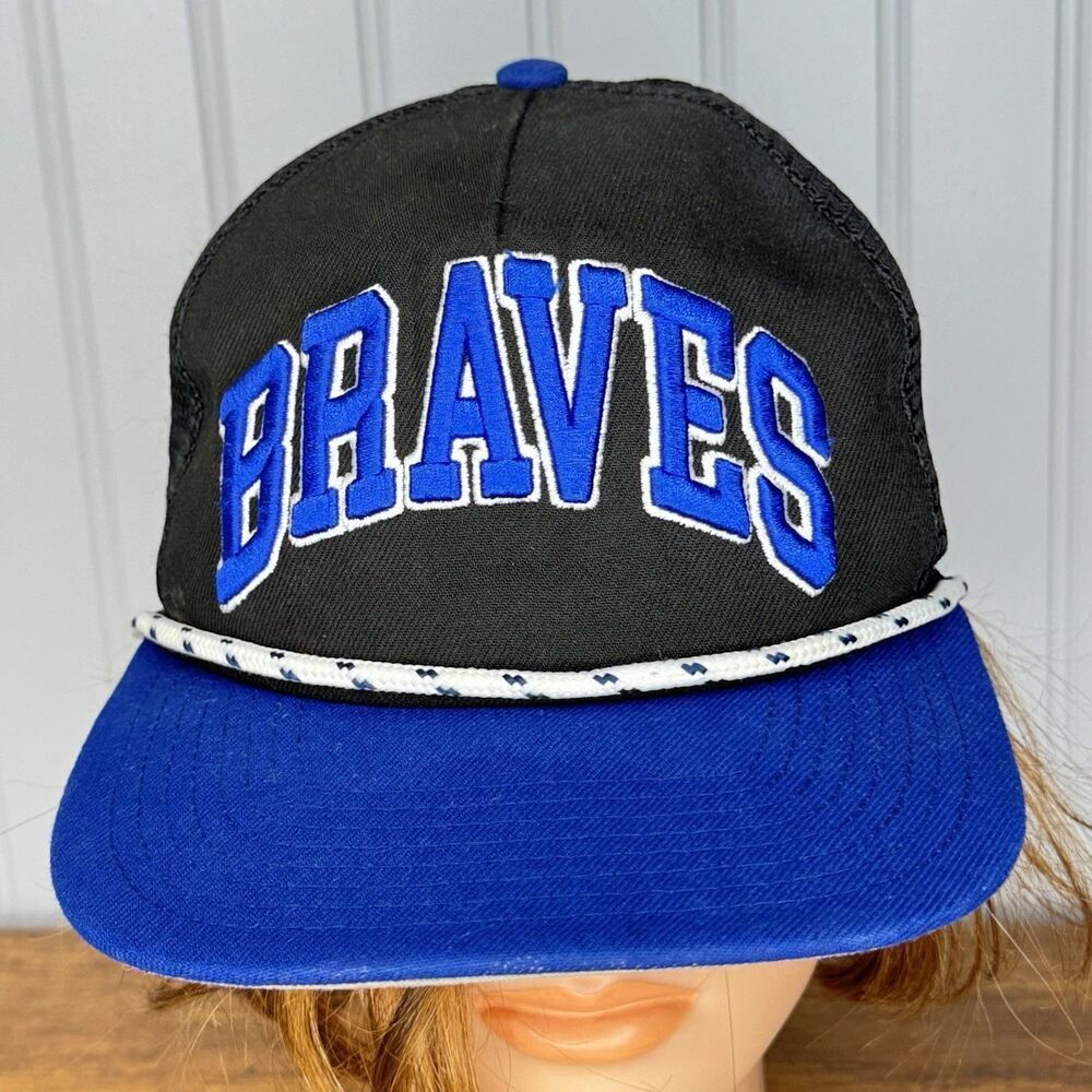 HTF ATLANTA BRAVES New Era Trucker SnapBack Rope Mesh RARE Color Royal Blue - Picture 2 of 9